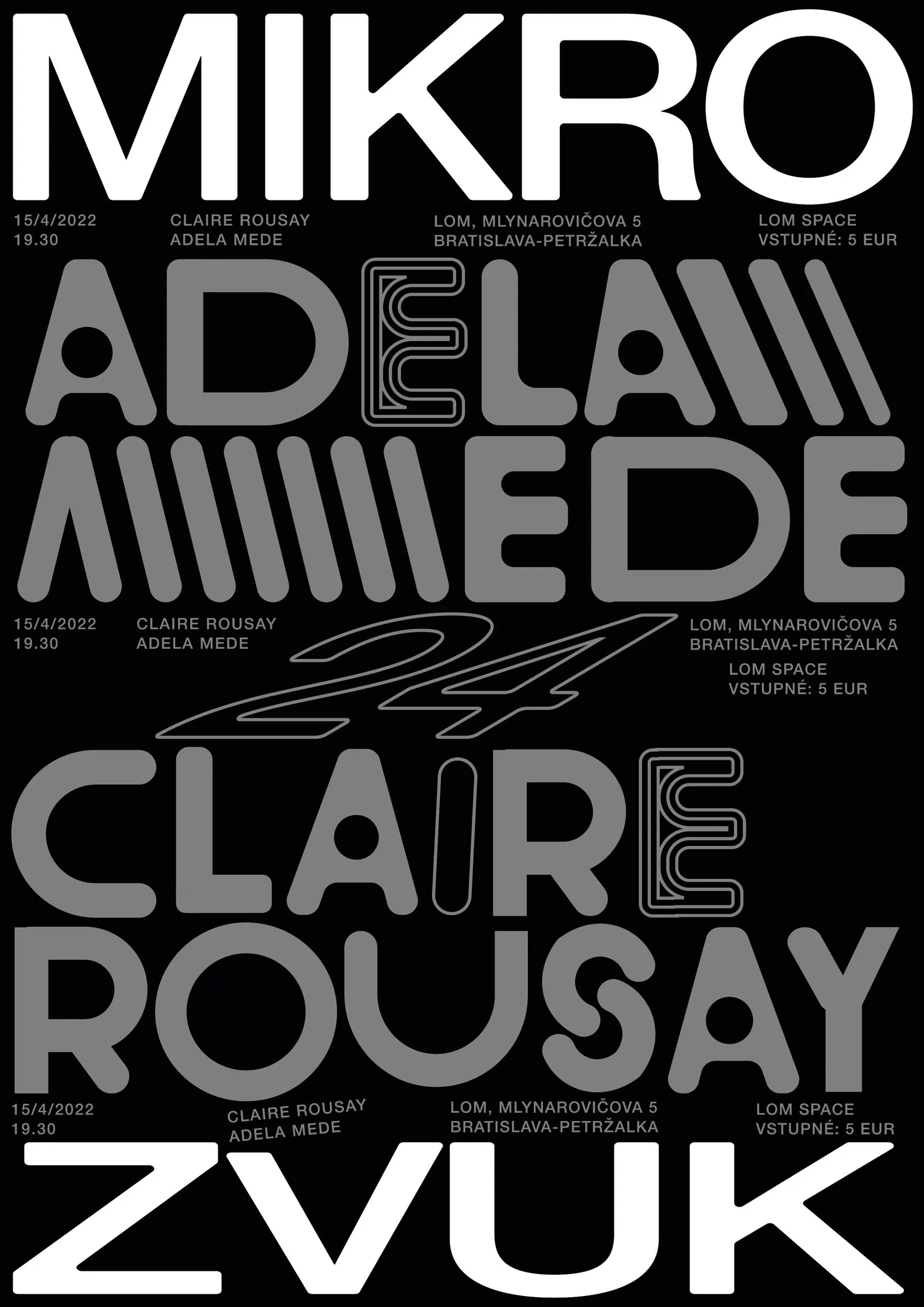 Mikrozvuk #24: Claire Rousay, Adela Mede poster